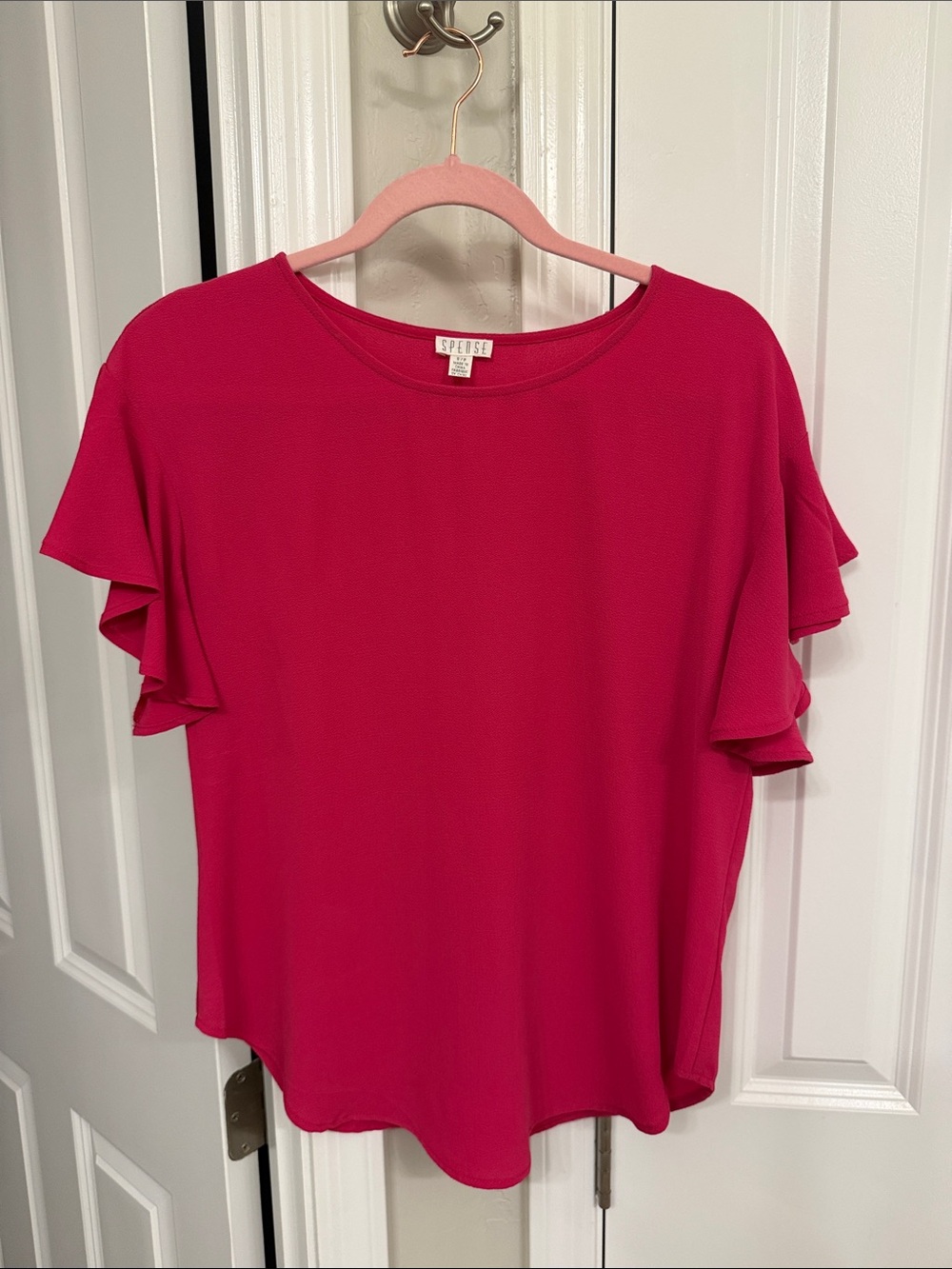 Spense Bright Pink Ruffle Sleeve Tee